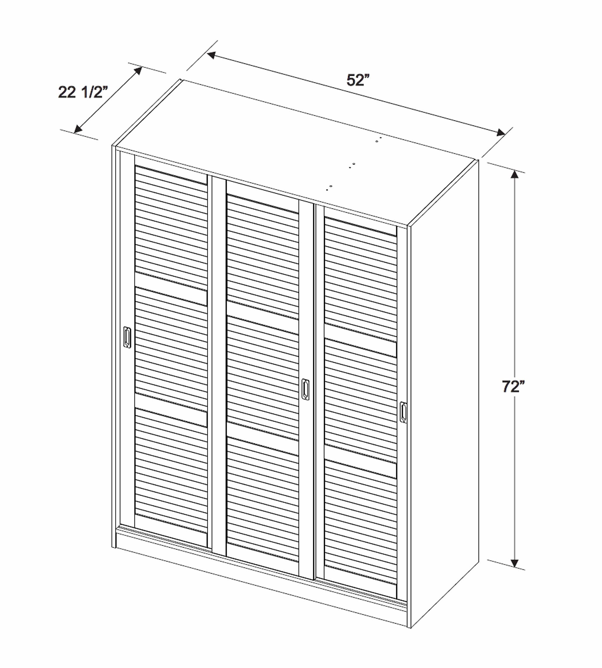 100% Solid Wood Wardrobe with 3 Sliding Louvered Doors