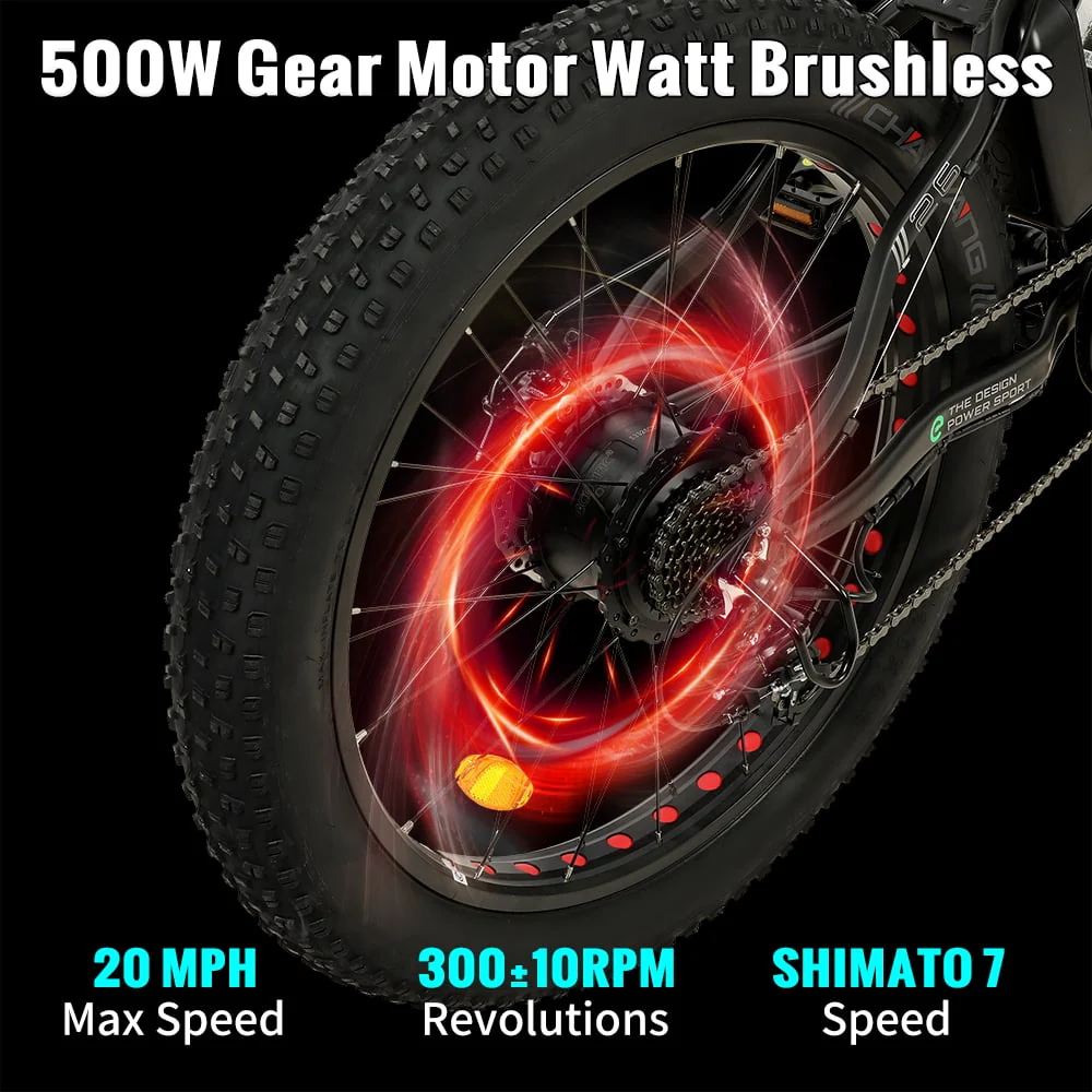 ECOTRIC 26in Fat Tire Electric Bike, 500W, 36V