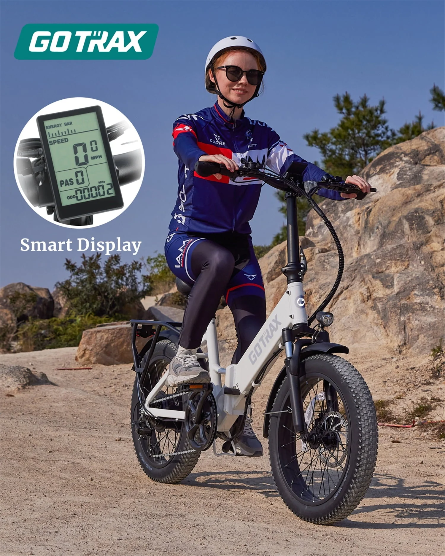 F2 20in Folding Fat Tire Electric Bike, 500W, 48V, White