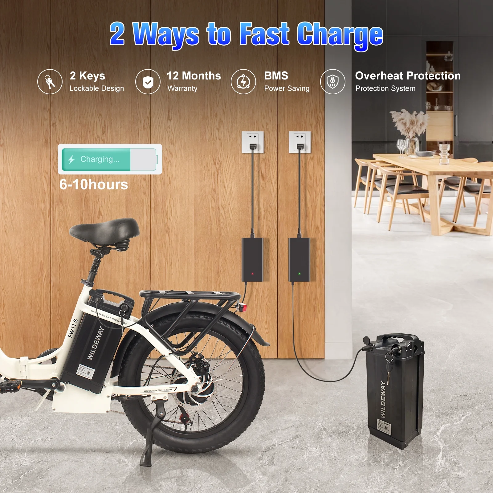 Wildeway 20in Folding Electric Bike, 750W, 48V 32Ah, Hydraulic Brakes