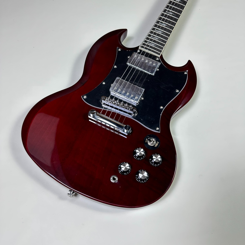 G400 Angus Young Dark Wine Red SG Electric Guitar with Lightning Bolt Inlays