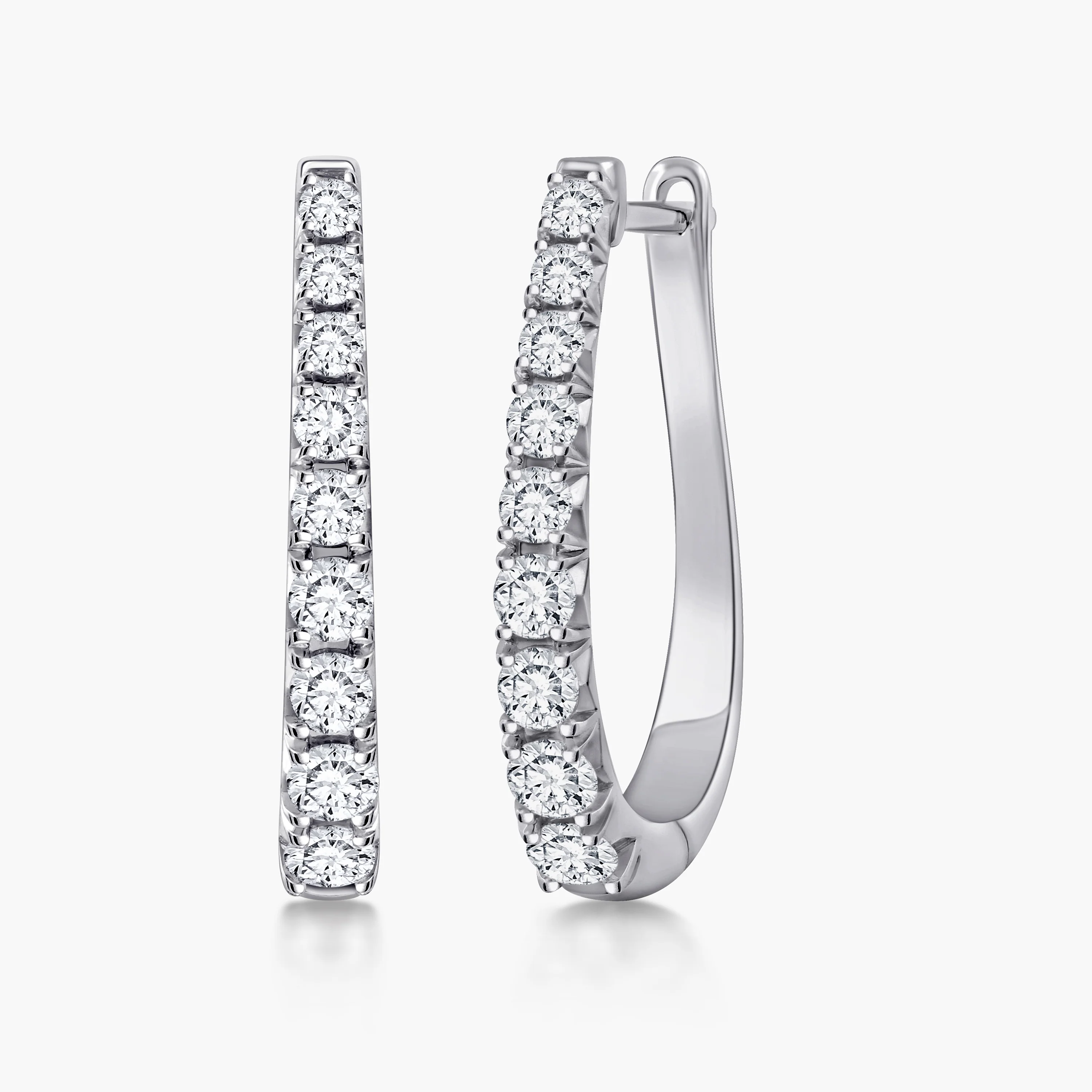Round Lab Grown Diamond Graduated Horseshoe Hoop Earrings