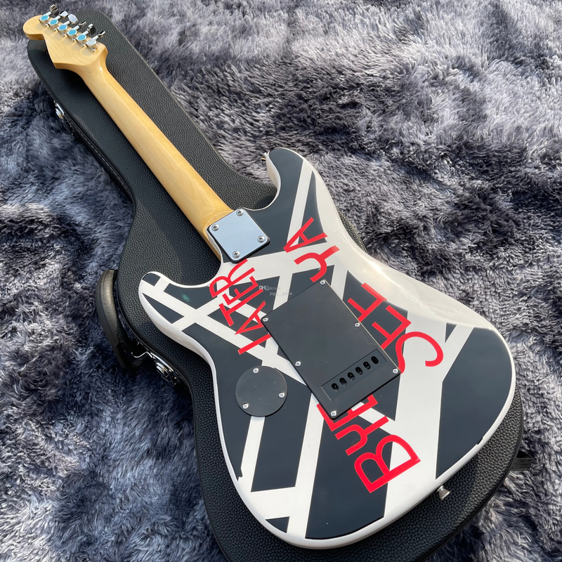 Black White Crop Circles Electric Guitar Floyd Rose Tremolo Bridge Top