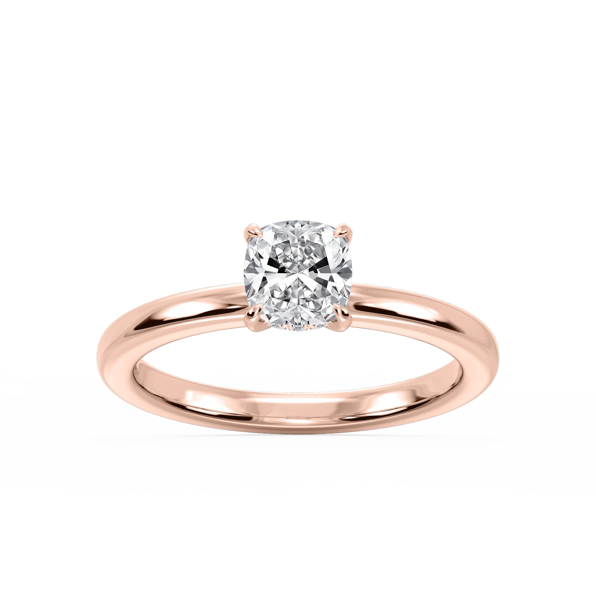 Donna Cushion Lab Grown Diamond Claw Prong Hidden Halo Engagement Ring