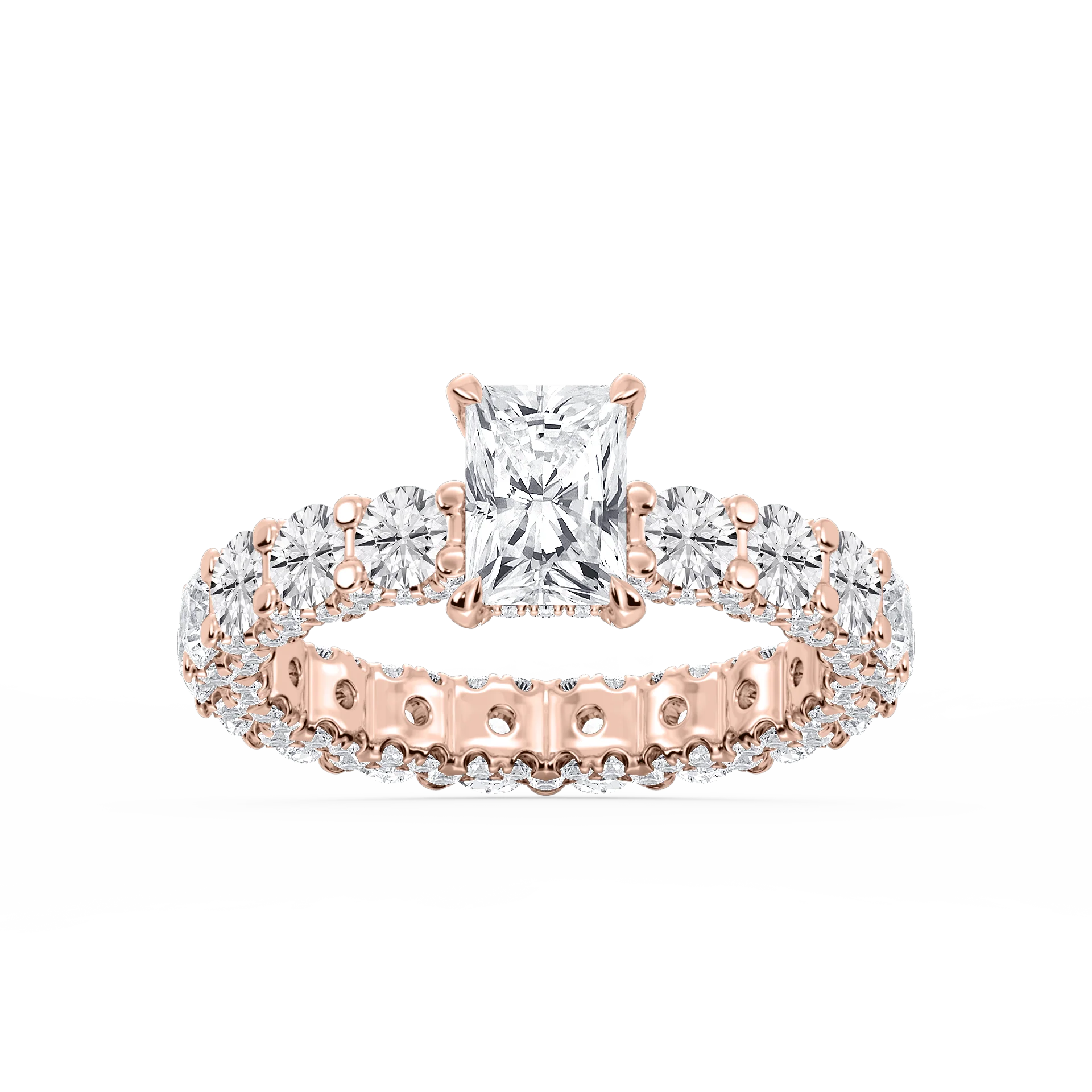 Giselle Radiant Lab Grown Diamond Pave Eternity Hidden Halo Engagement Ring