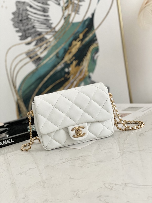 Chanel AS2855 White Pearl Flap Bag