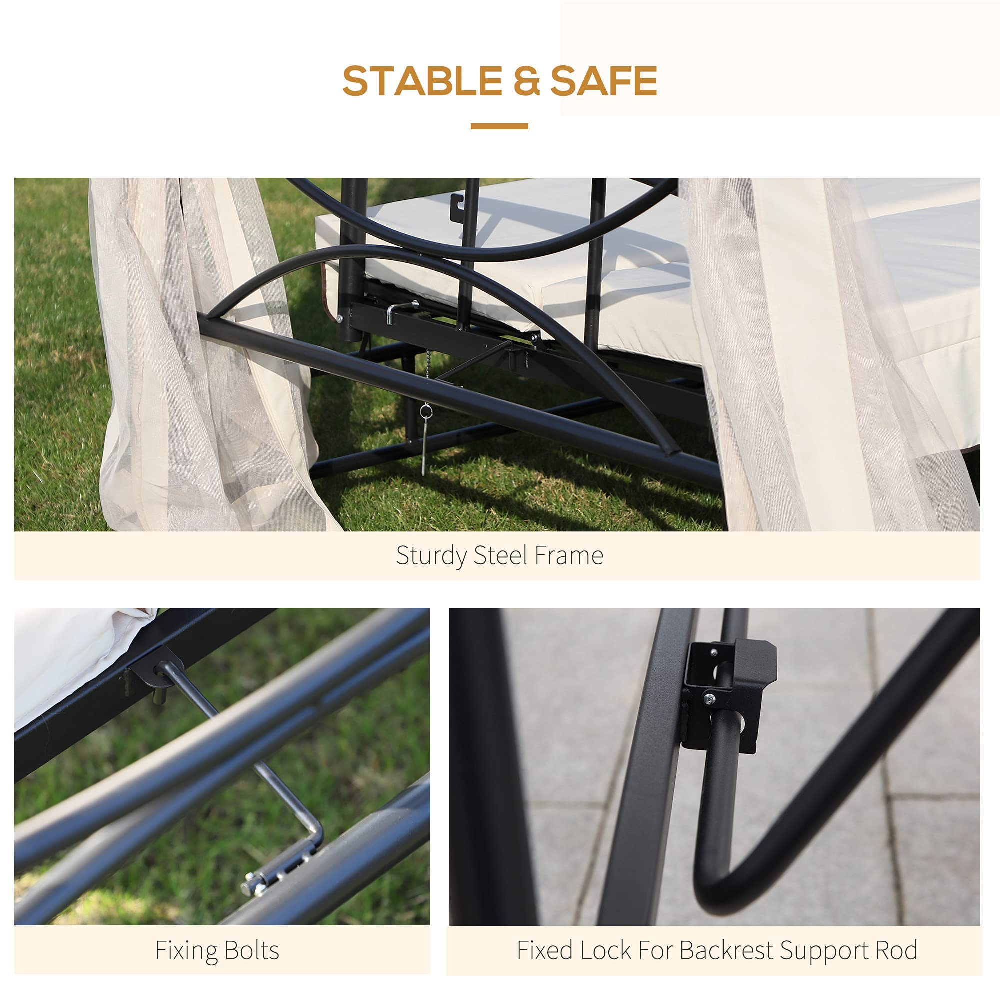 Gazebo Sofa Bed Swing Set Terrace + Cushions