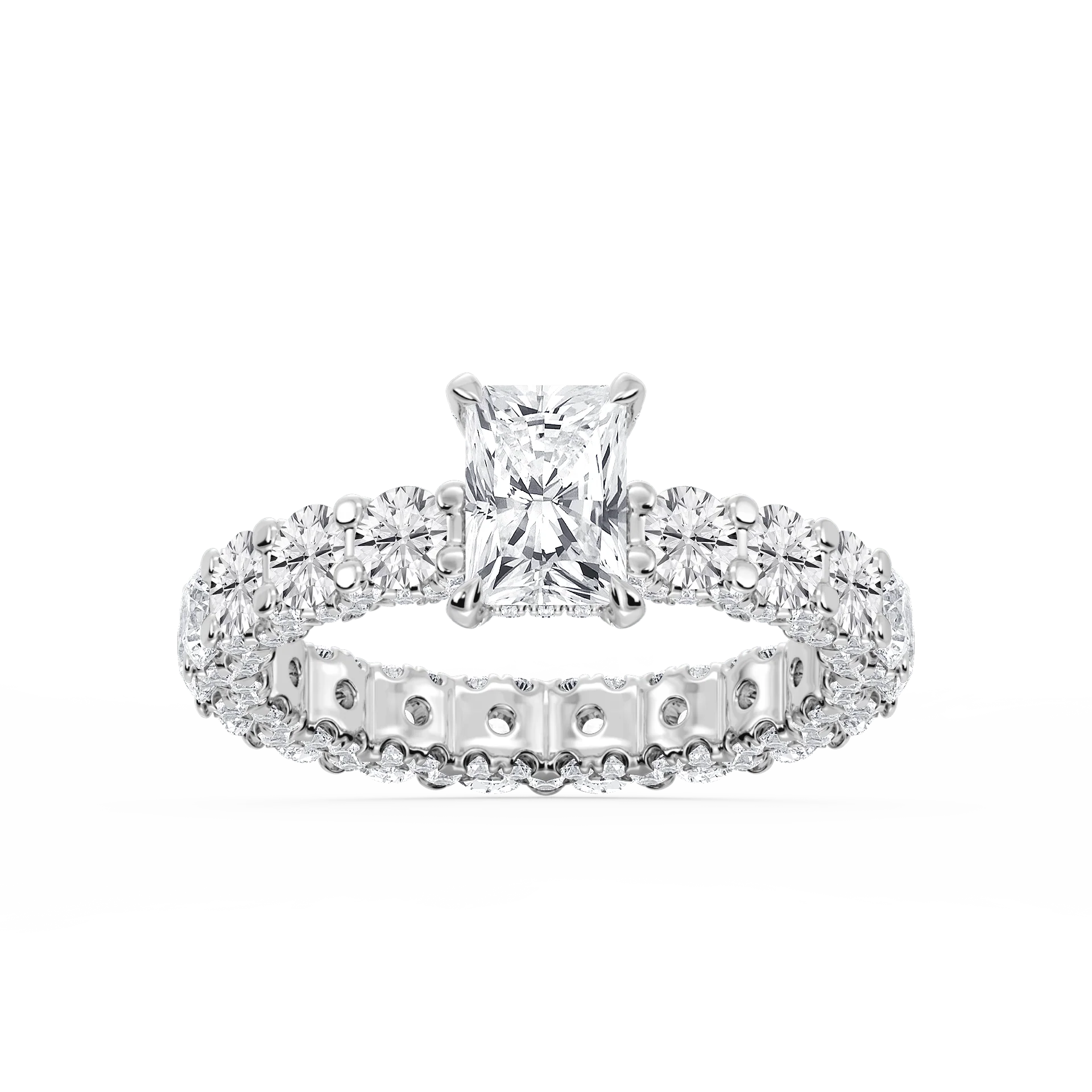 Giselle Radiant Lab Grown Diamond Pave Eternity Hidden Halo Engagement Ring