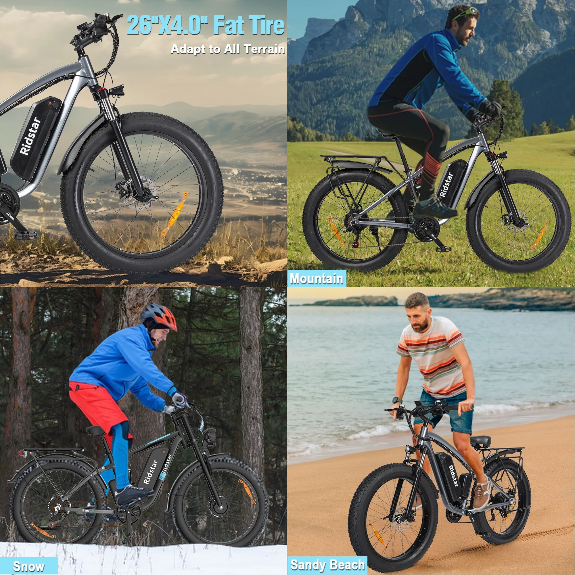 26in Dual Motor Electric Mountain Bike, 3000W Peak, 48V 23Ah