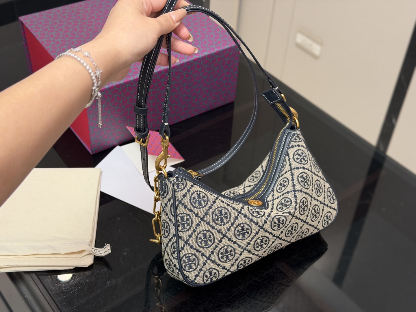 Tory Burch T Monogram Hobo Shoulder Bag