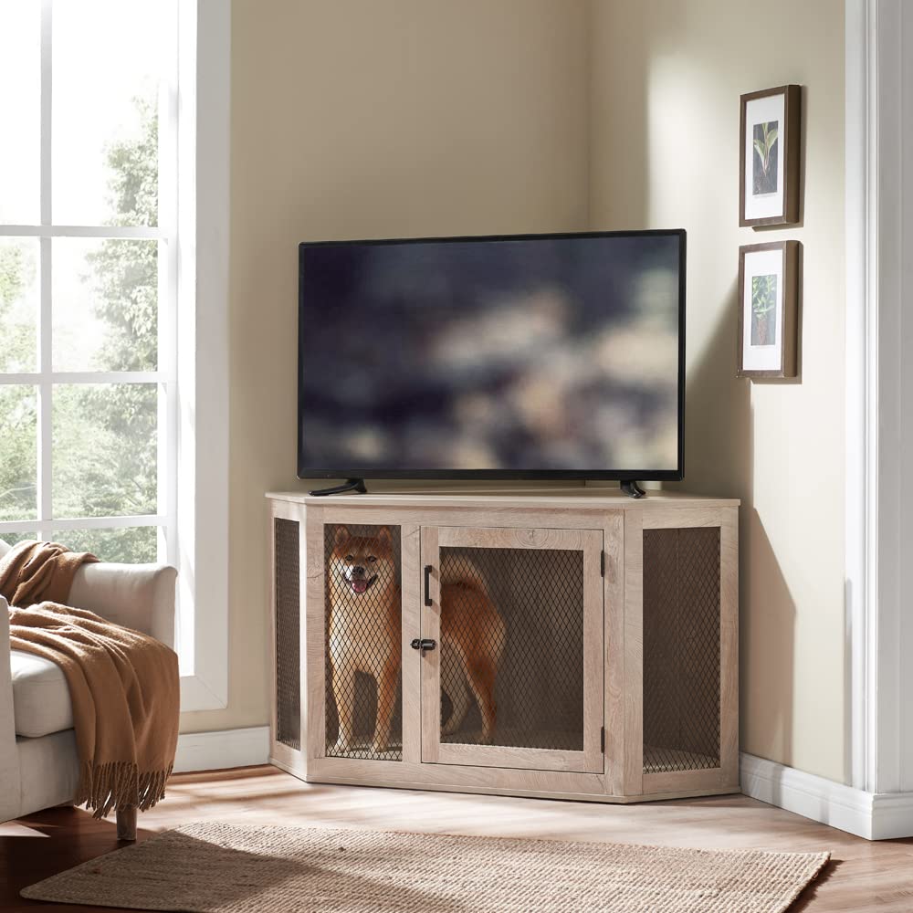 Furniture Corner Dog Crate with Cushion