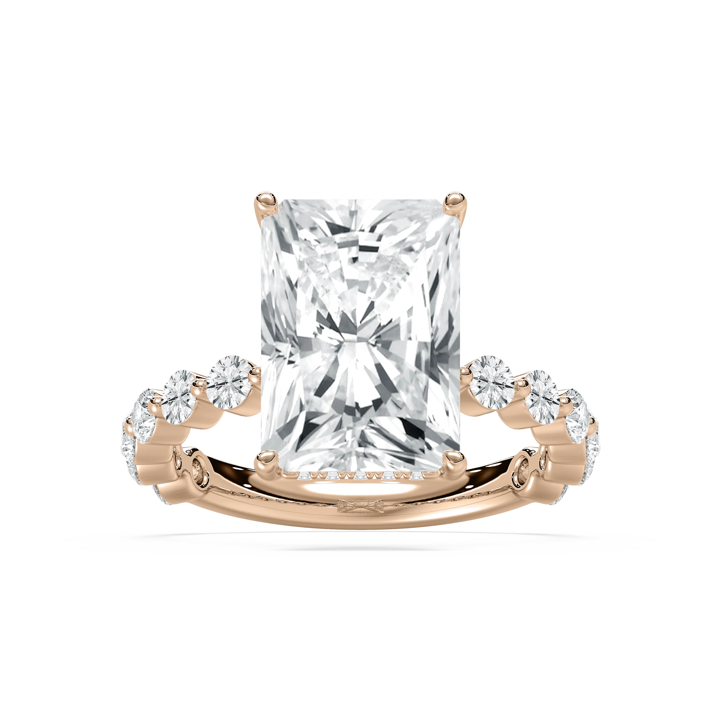 Aubrey 7 ctw Radiant Lab Grown Diamond Single Shared Prong Hidden Halo Engagement Ring