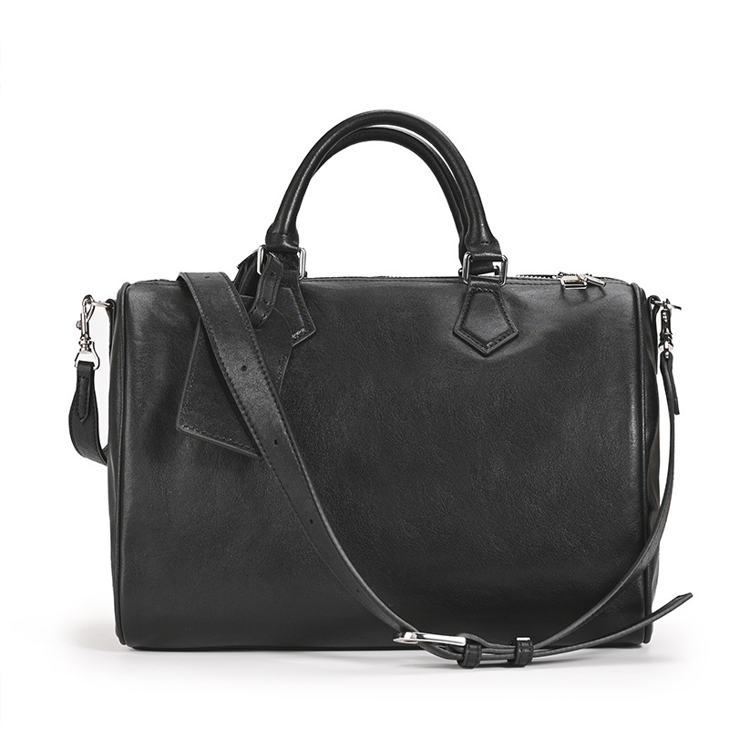Black Full-Grain Leather Duffle Bag