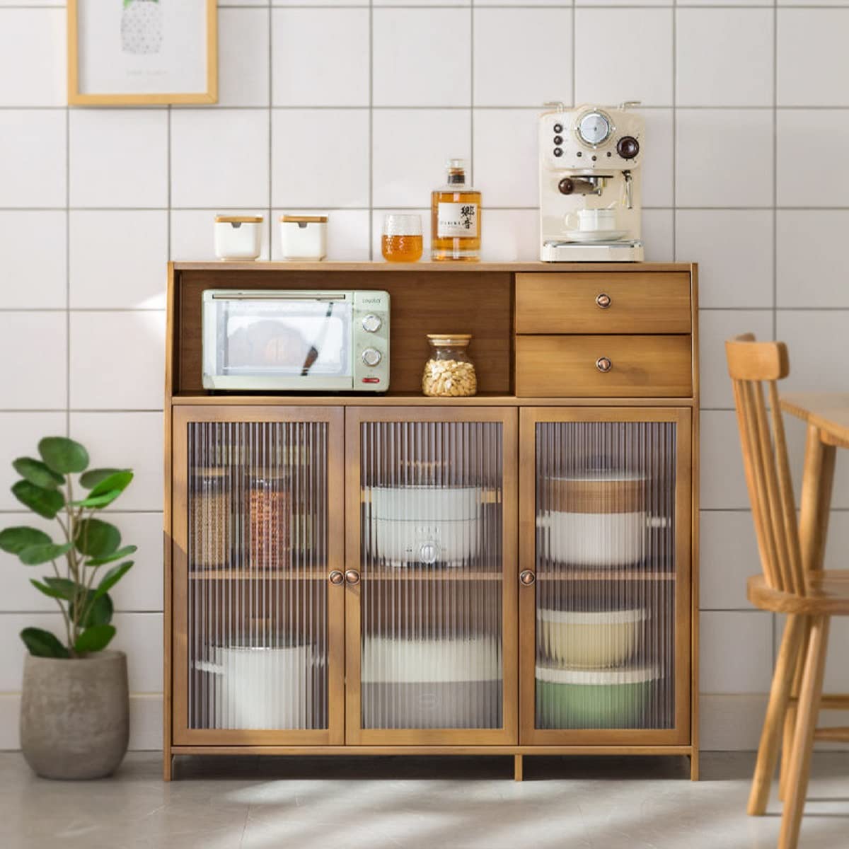 Natural Bamboo Buffet Sideboard Cabinet
