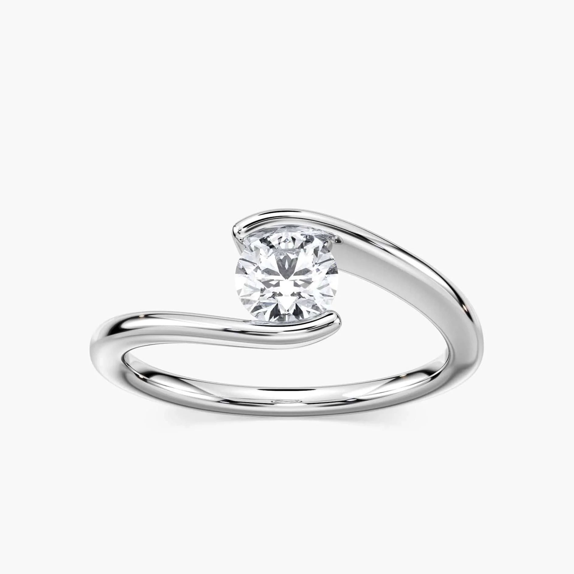Daci Round Lab Grown Diamond Tension Style Solitaire Engagement Ring