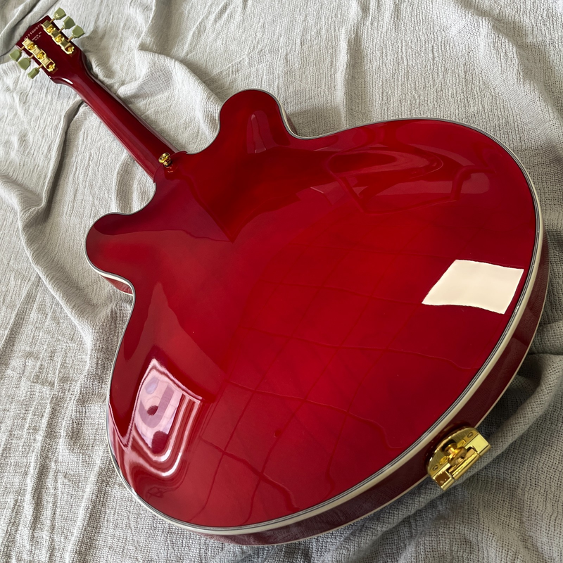 Electric Guitar ES 335 Red Semi Hollow Neck HH Pickups Gold Hardware