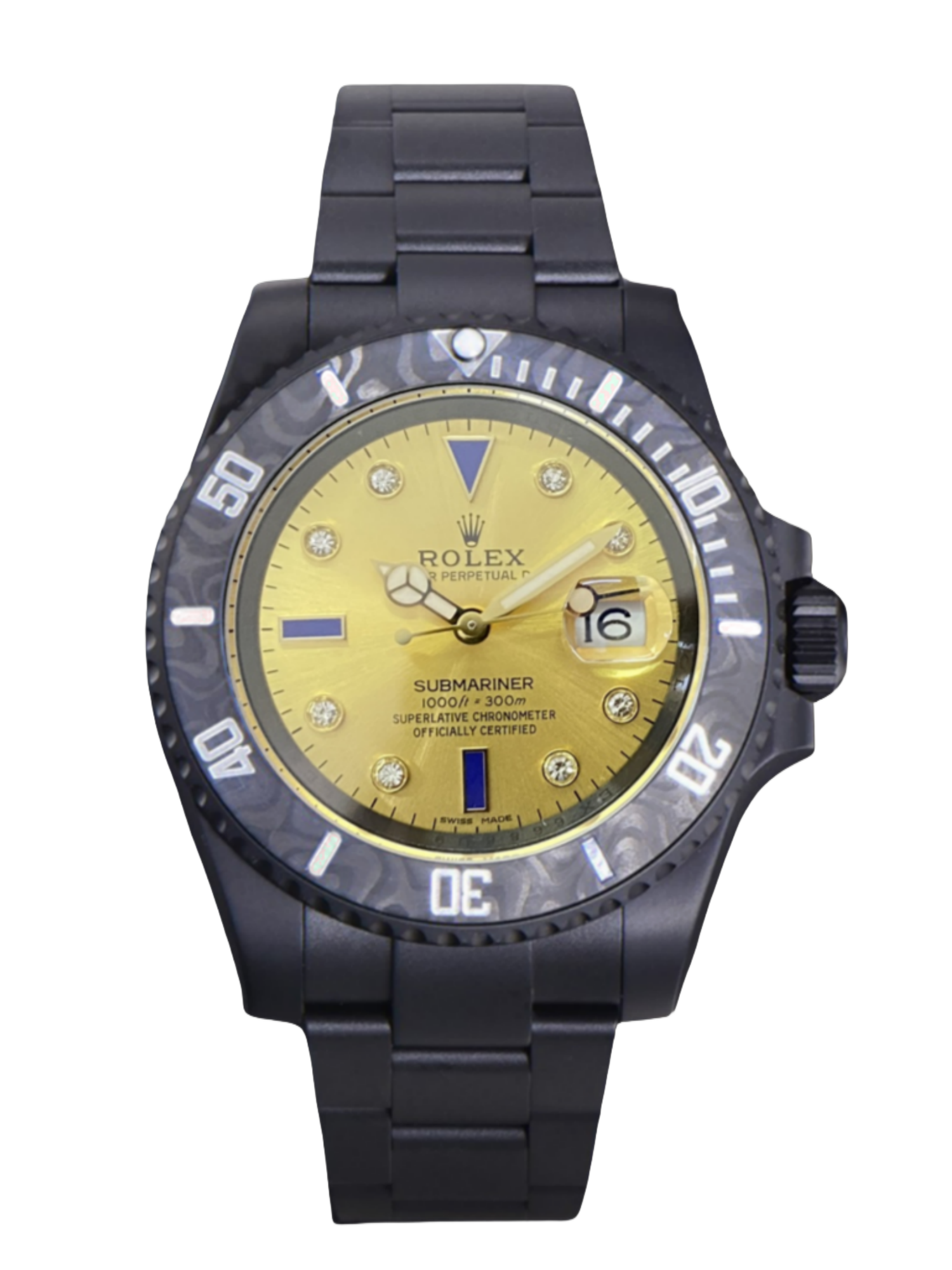 【Super Clone】Rolex Submariner Diw 116610 PVD-DLC Stainless Steel Carbon Fiber Bezel Champagne Dial