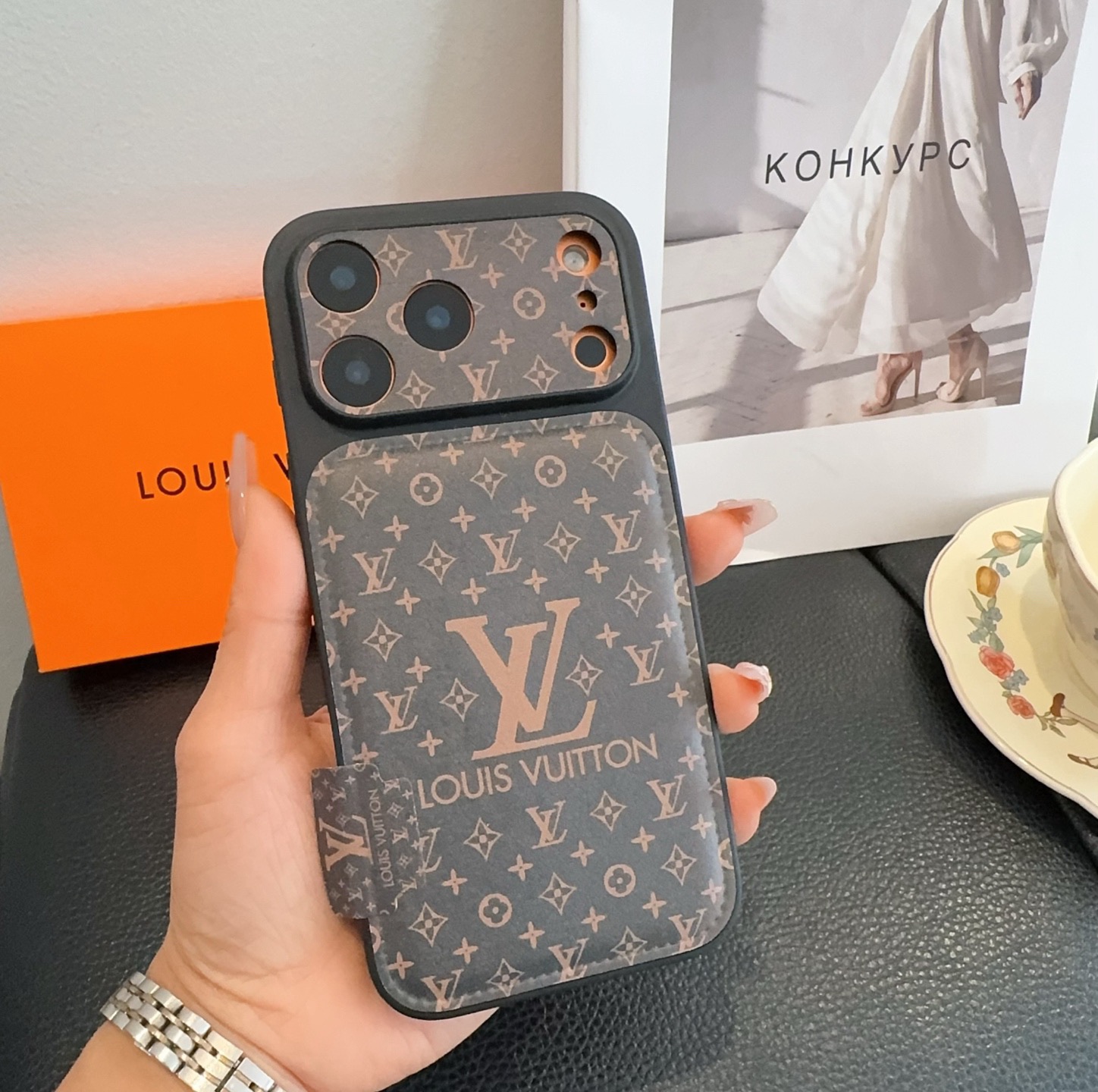 LV Starry Sky Series Case - iPhone 17 Style Convert, Embossed Glitter Full Coverage Precision Cutout