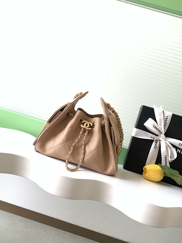 Chanel Drawstring Hobo Bag Taupe