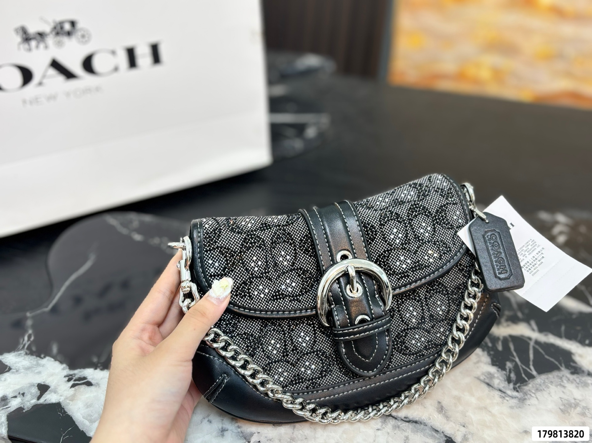 Coach Soho Flap Crystal Signature Saddle Bag