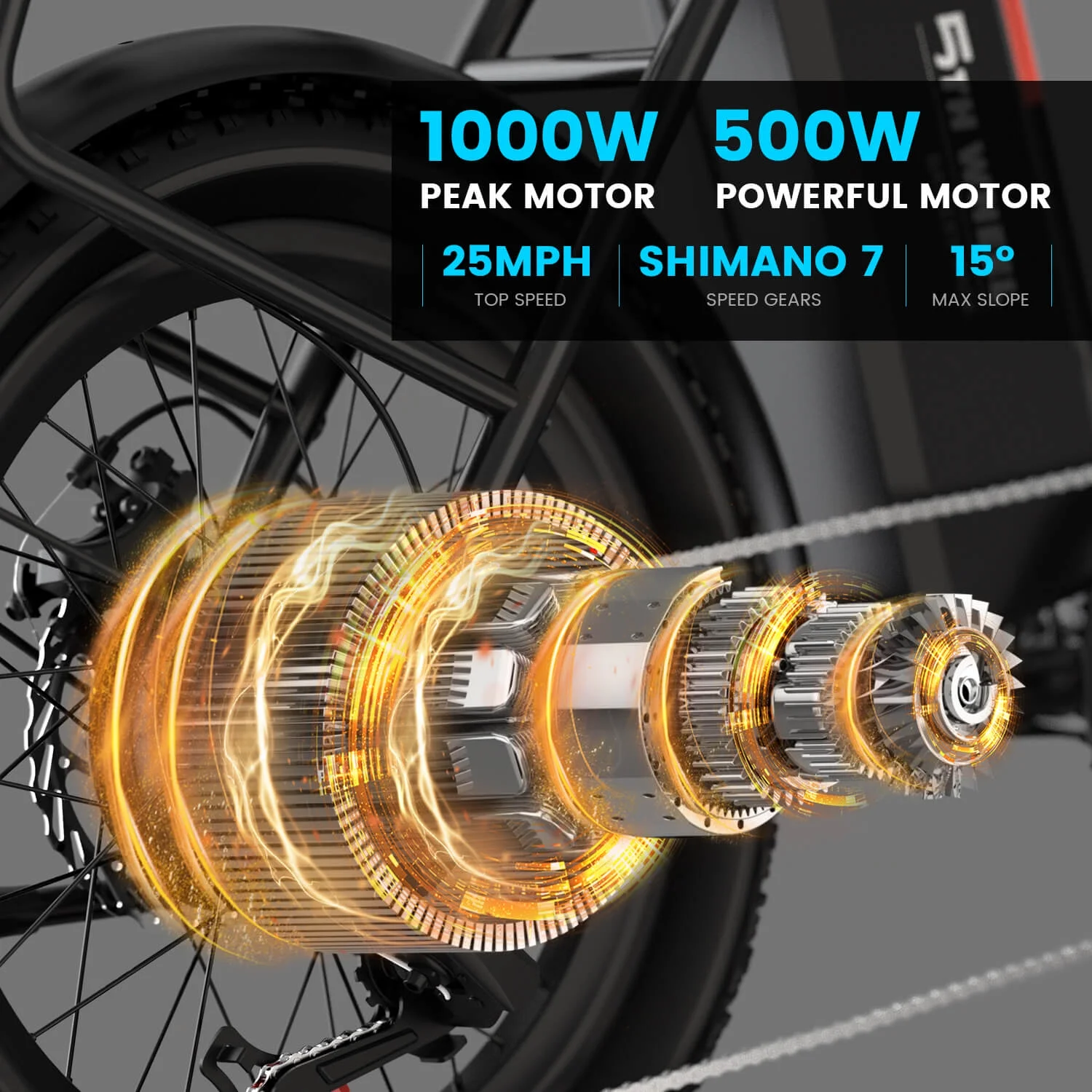 5TH WHEEL W11B 20in Folding Fat Tire Electric Bike, 500W
