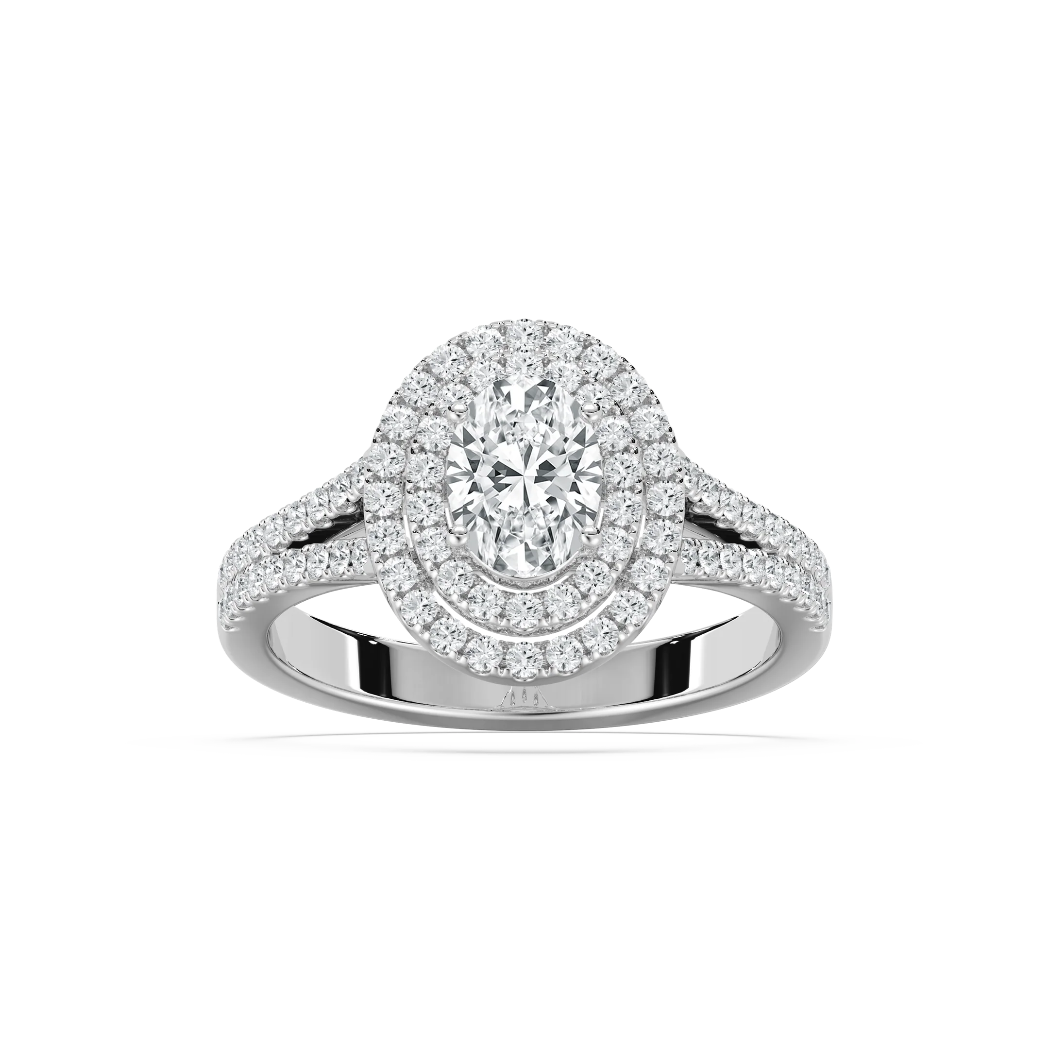 Gemma 1 ²⁄₅ ctw Oval Lab Grown Diamond Split Shank Double Halo Engagement Ring