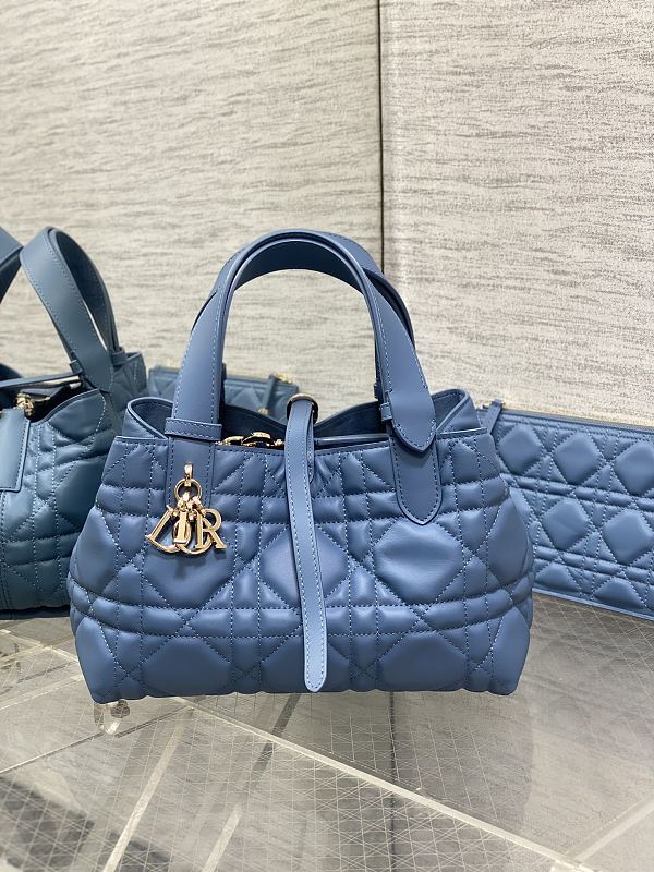Dior Toujours Tote Bag Small Blue Cannage