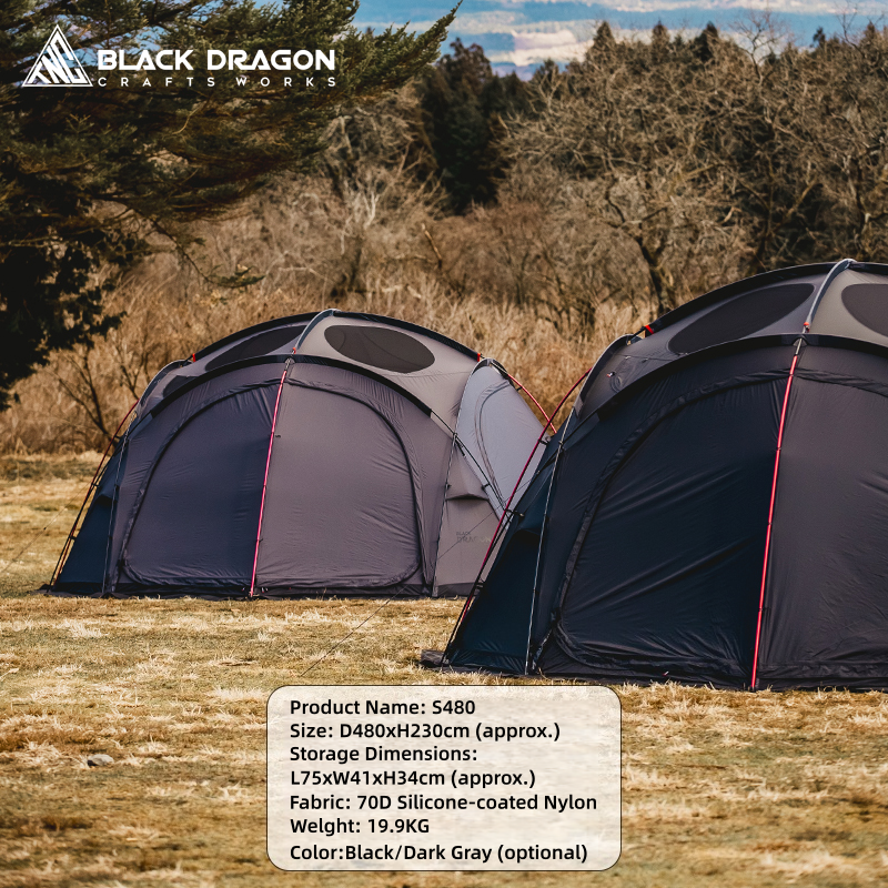BLACK DRAGON S480 Nylon Tent Spherical Dome, Large Space, Windproof and Rainproof