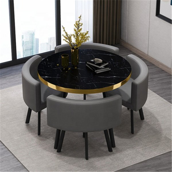 Favorable space saving MINI dining table set 4 chairs with MDF