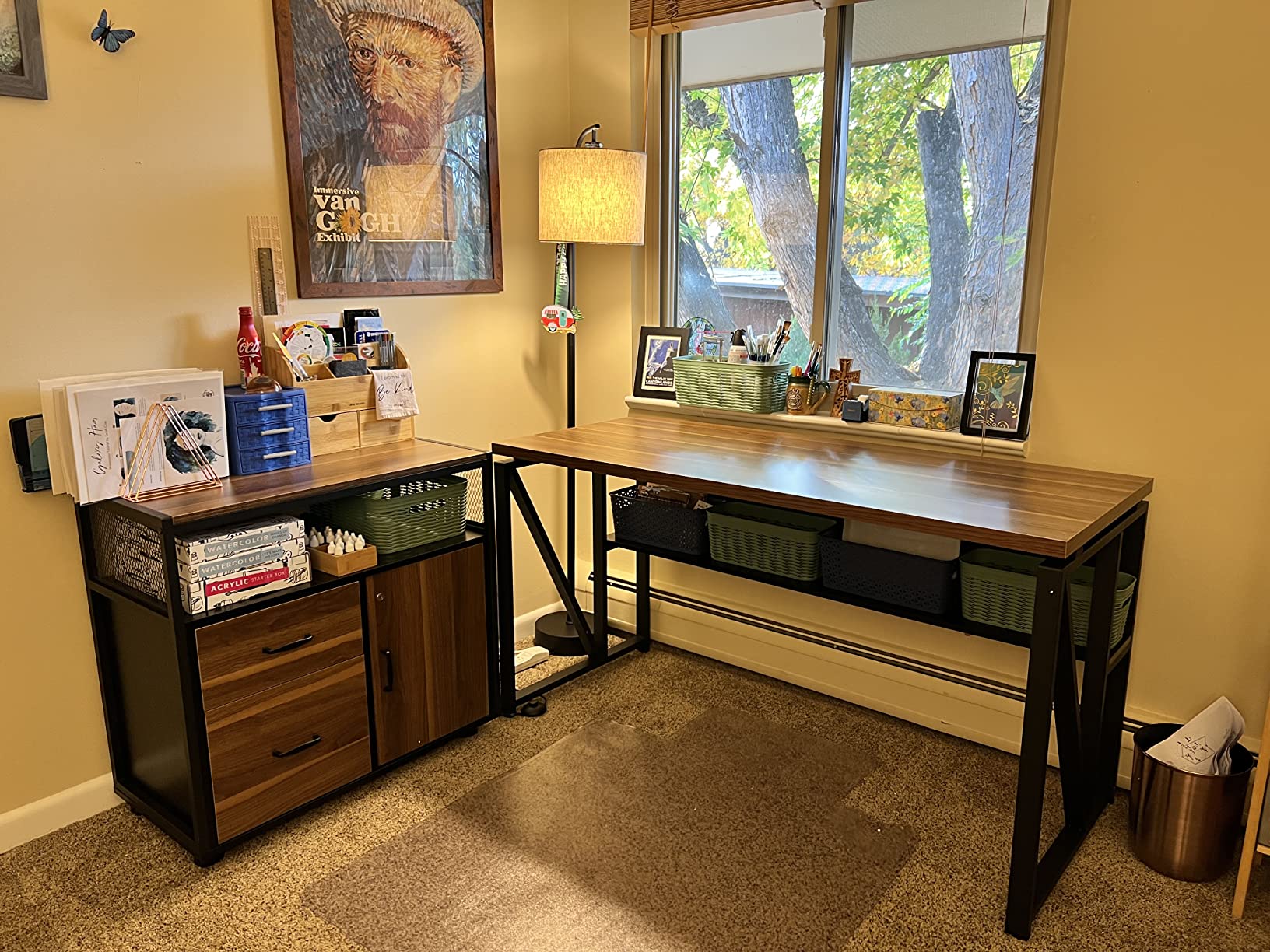 L Shaped Desk with Drawer Cabinet
