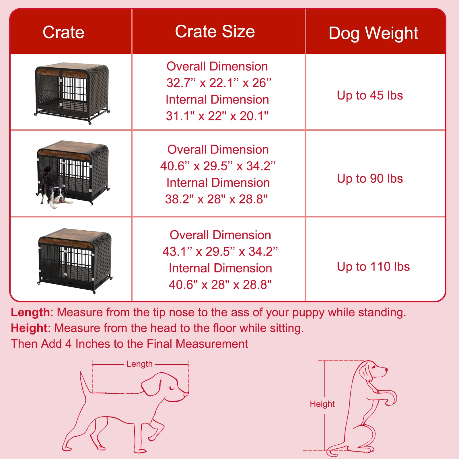 Heavy Duty Indestructible Dog Crate with Sturdy Door Lock
