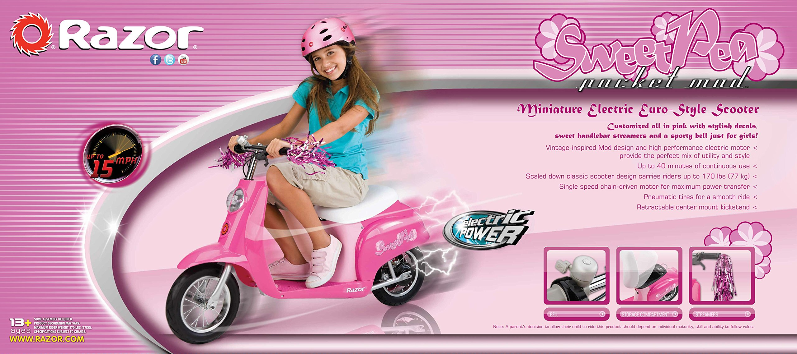 Miniature 24V Electric Kids Ride On Retro Scooter