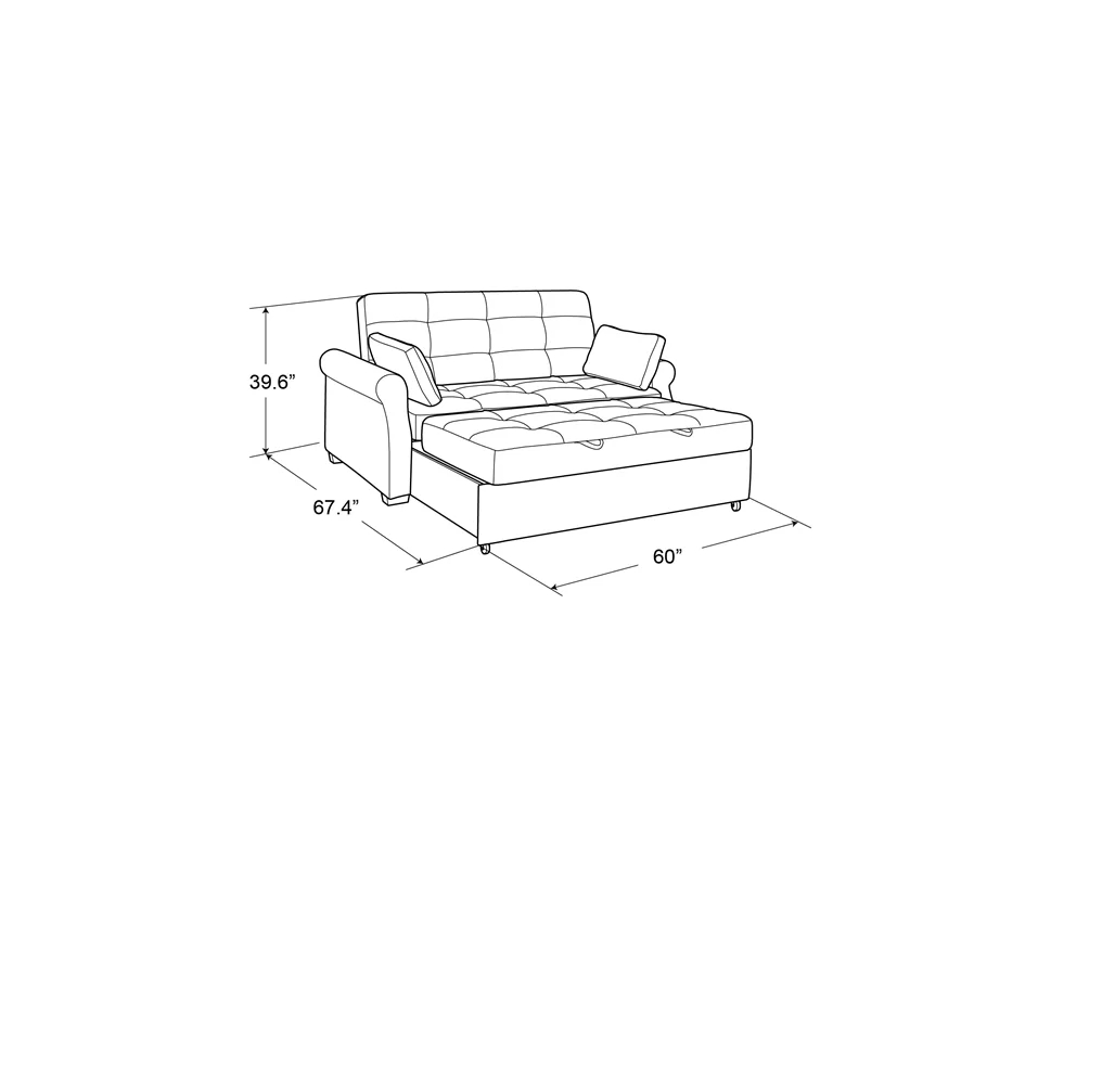 Serta Sabrina 72.6'' Queen Rolled Arm Tufted Back Convertible