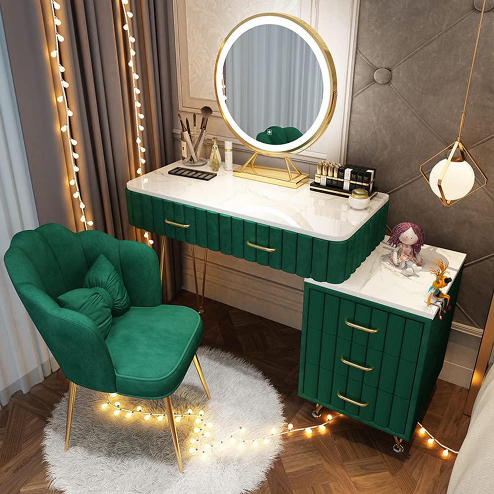 Set with Illuminated LED Touch Screen Dimmable Round Mirror