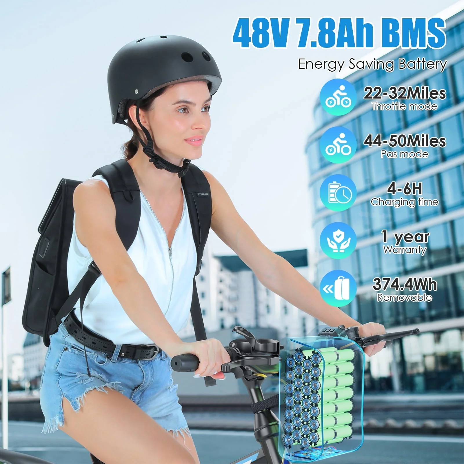 Elifine 26in Folding Electric Mountain Bike, 500W, 48V 7.8Ah