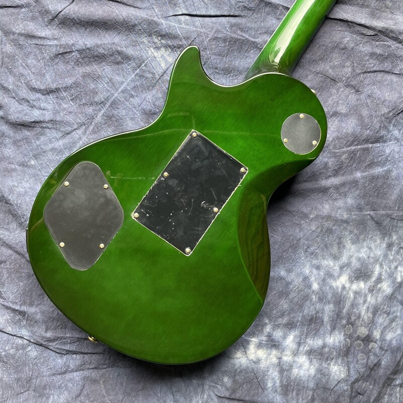 Green LP Electric Guitar Solid Black Rosewood Fretboard Gold Hardware Top