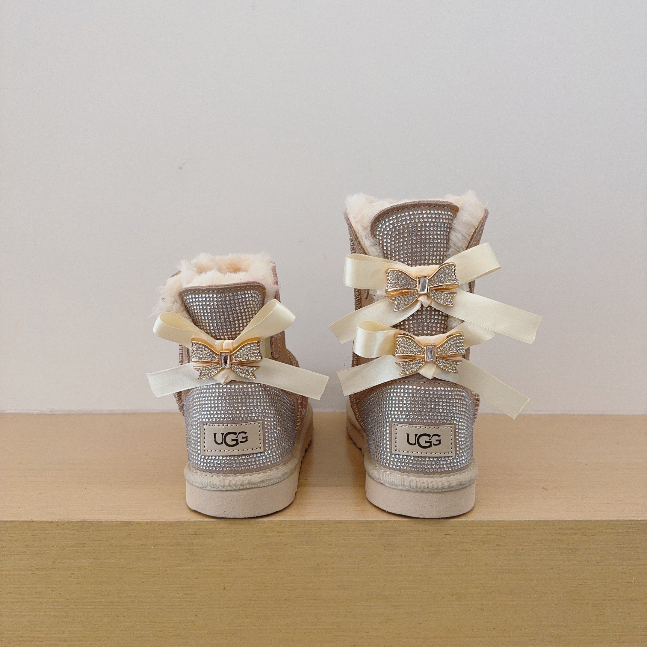 UGG Kids 3280 Double Ribbon Rhinestone Shoes