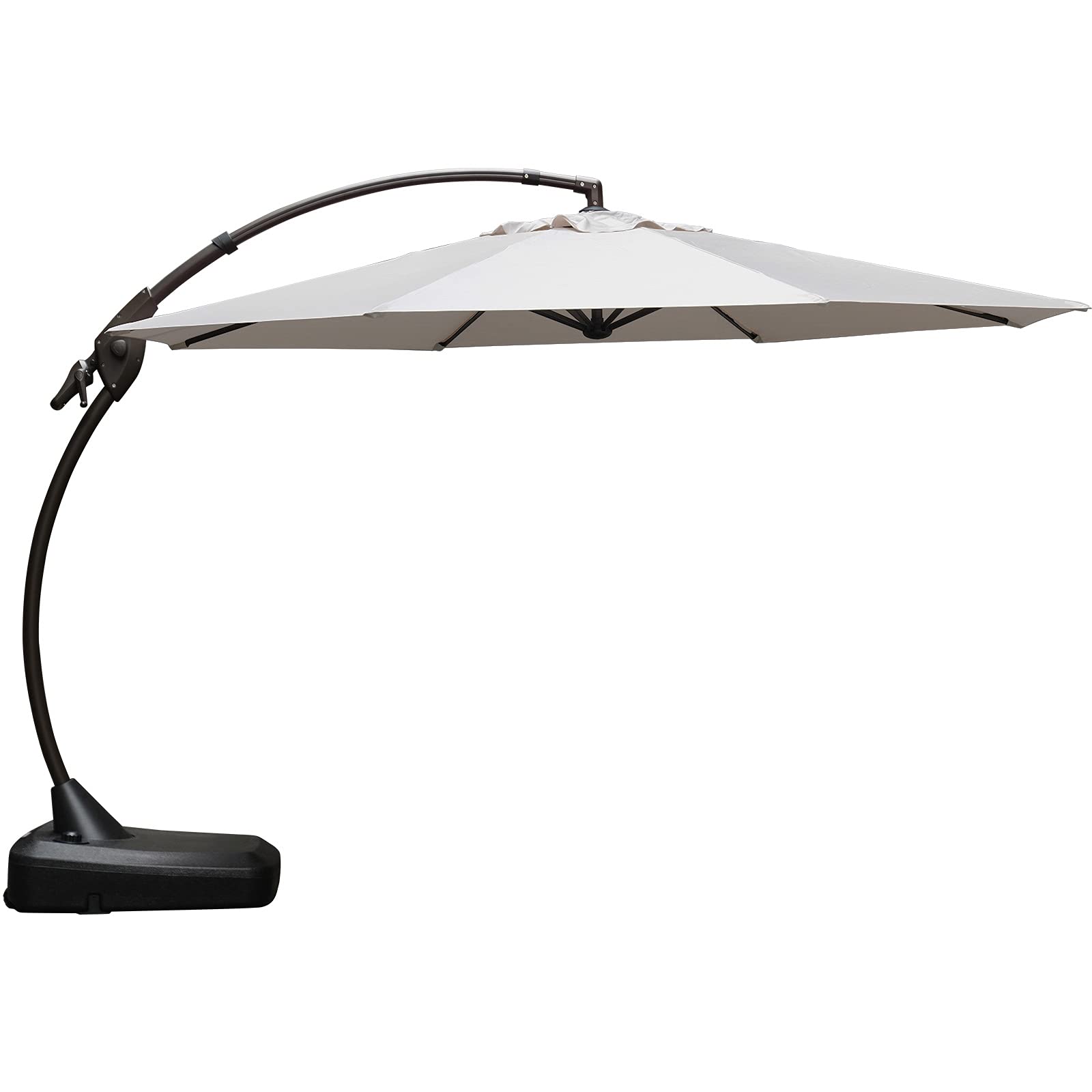12 FT SUNBRELLA Deluxe NAPOLI Curvy Offset Umbrella with Base
