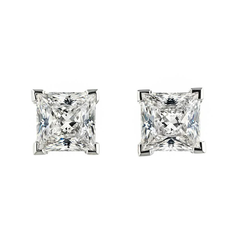 Princess Lab Grown Diamond Filigree Scroll Stud Earrings