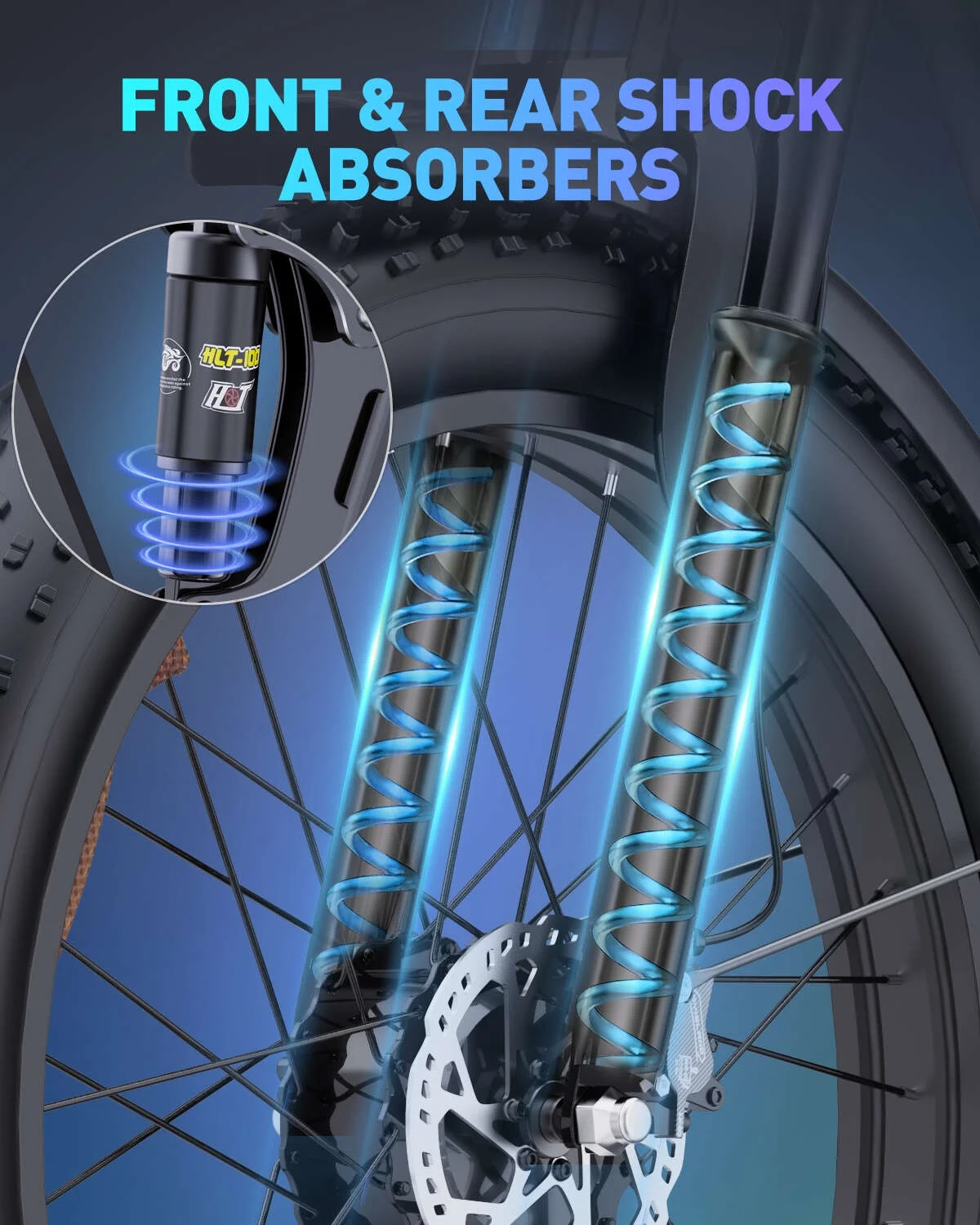 26in Dual Motor Electric Mountain Bike, 3000W Peak, 48V 23Ah