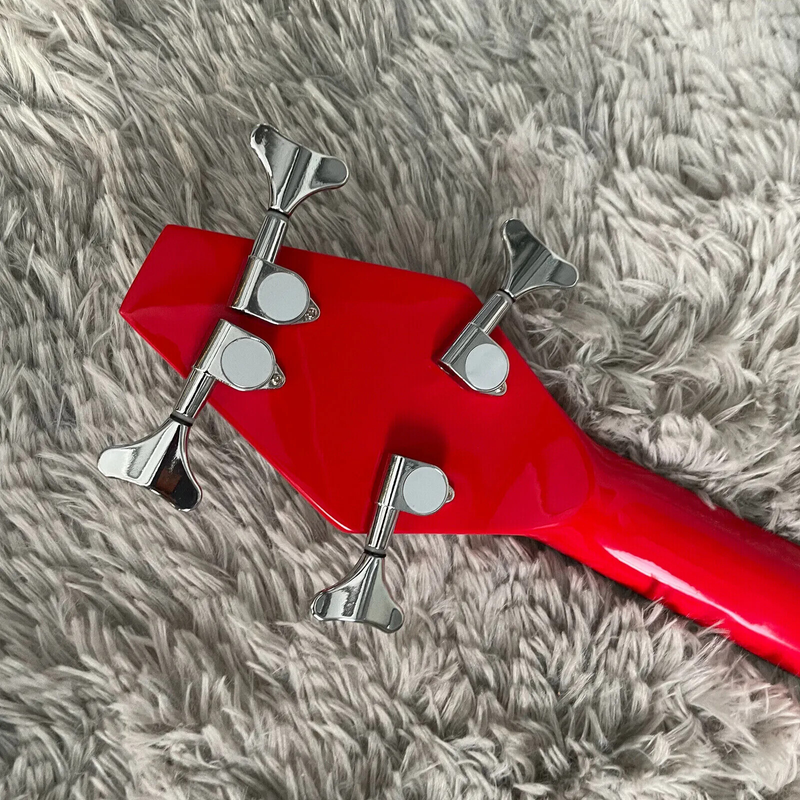 4Strings Marcelin Red Panel Axe Bass Electric Guitar Neck Through Body