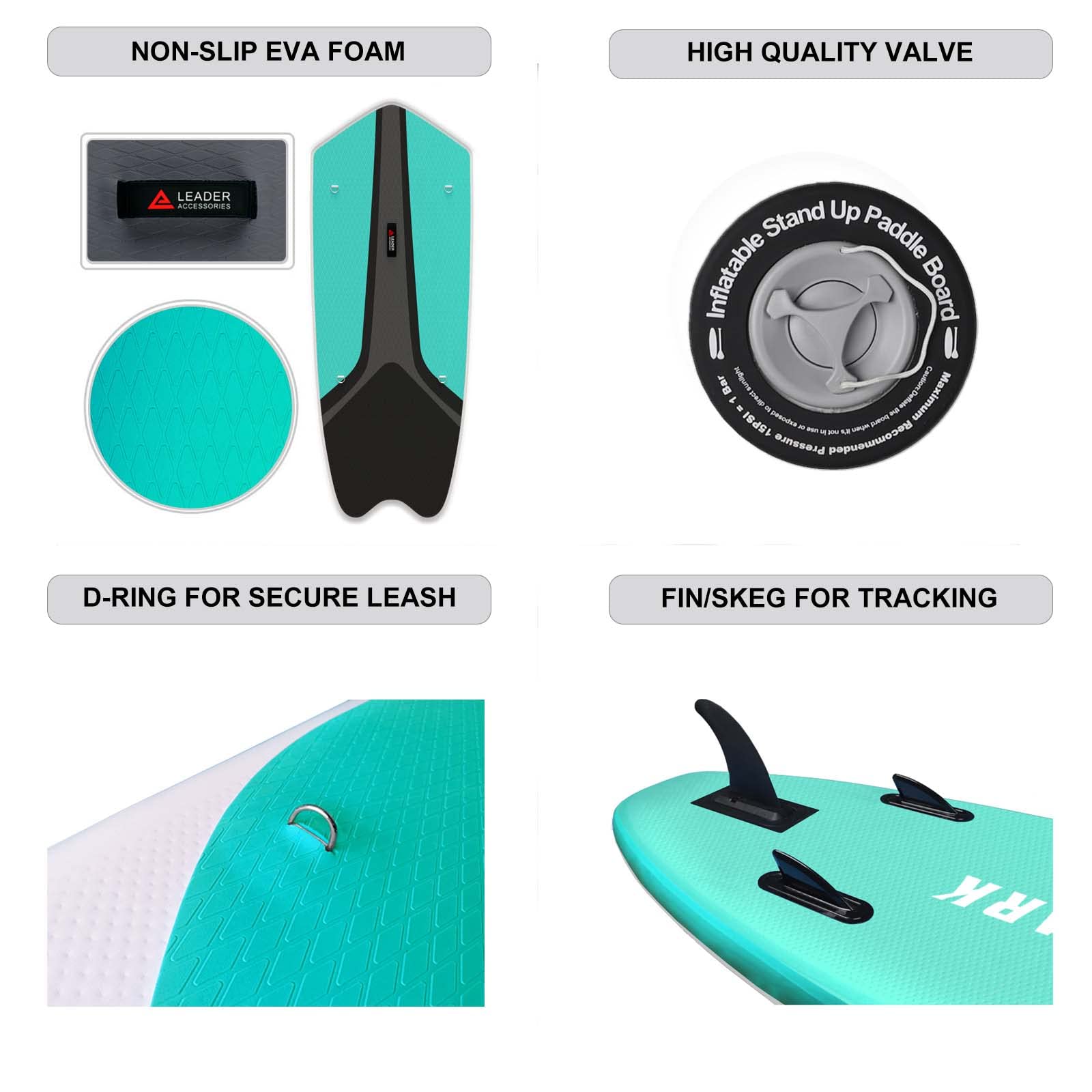 Inflatable Stand up Board with Fins Adjustable Paddle Kayak