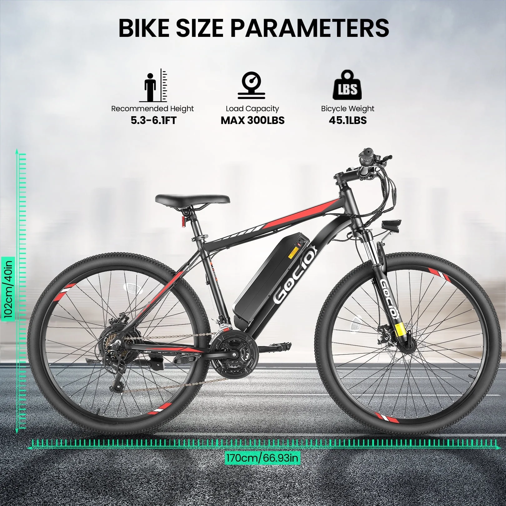 Gocio 26in Electric Mountain Bike, 350W, 36V 374.4Wh