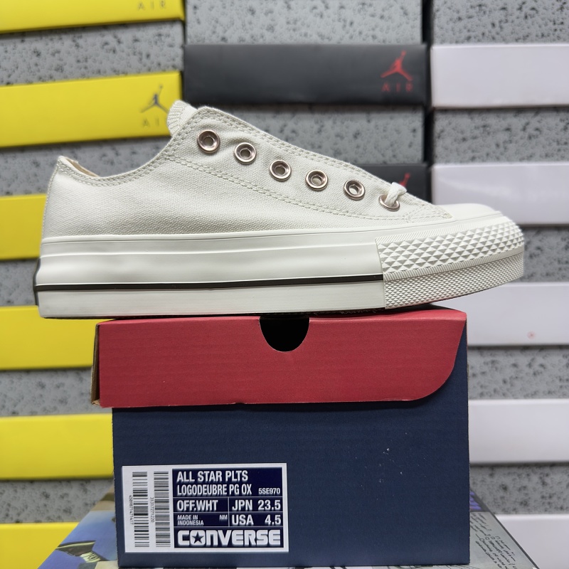 Converse White Low Top Cream Sole