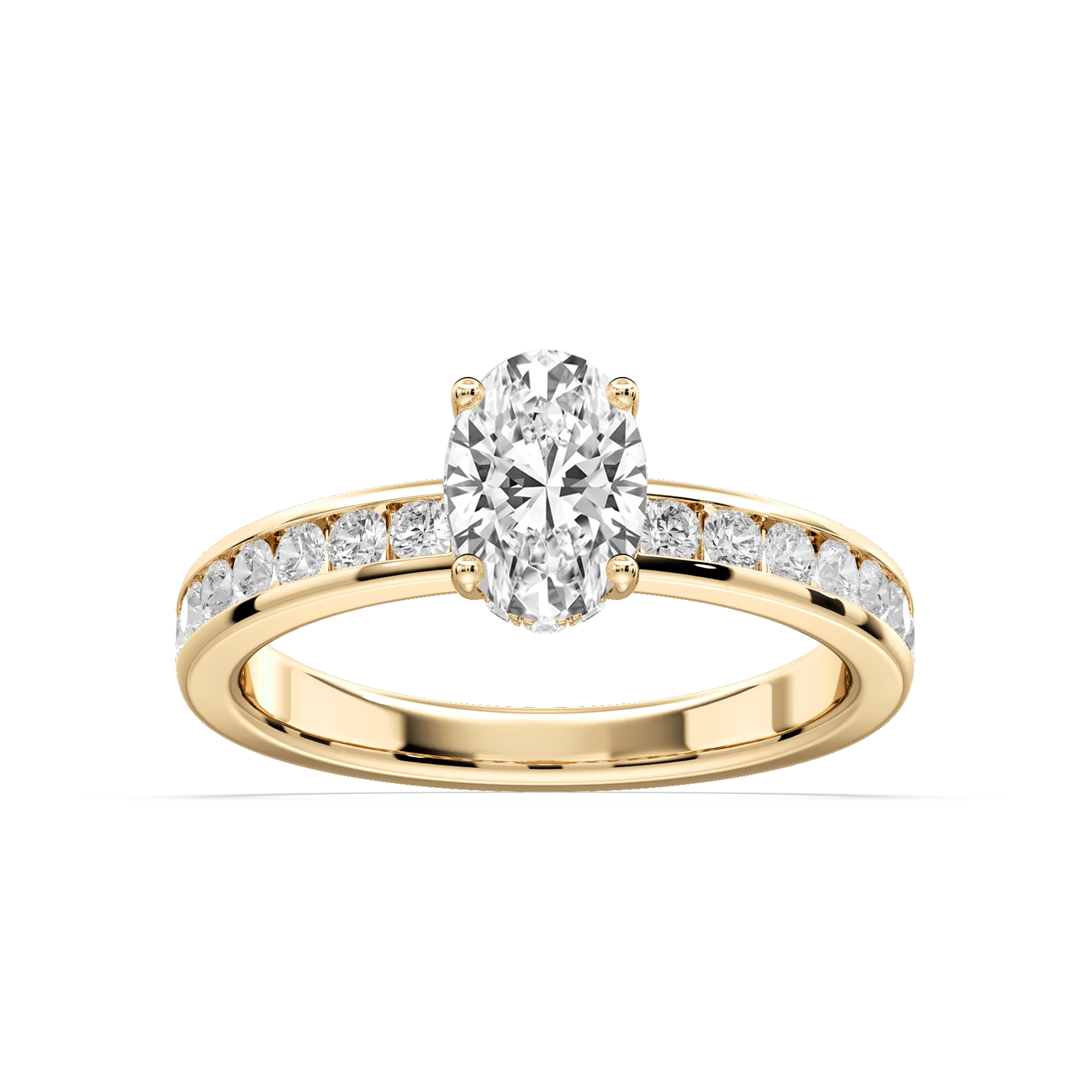 Candice Oval Lab Grown Diamond Channel Set Hidden Halo Engagement Ring