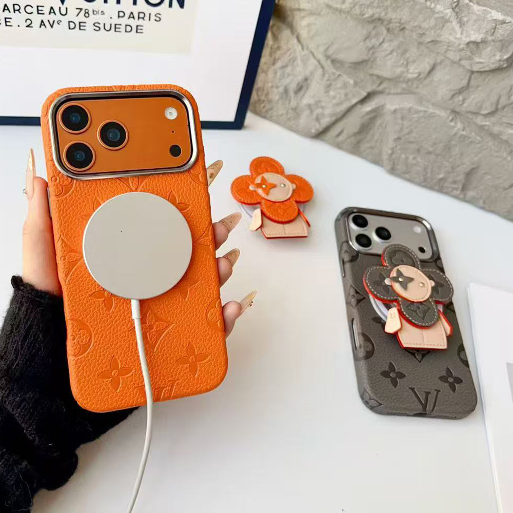 LV Monogram Cute 3D Vivienne Doll Card Holder Stand Luxury Phone Case