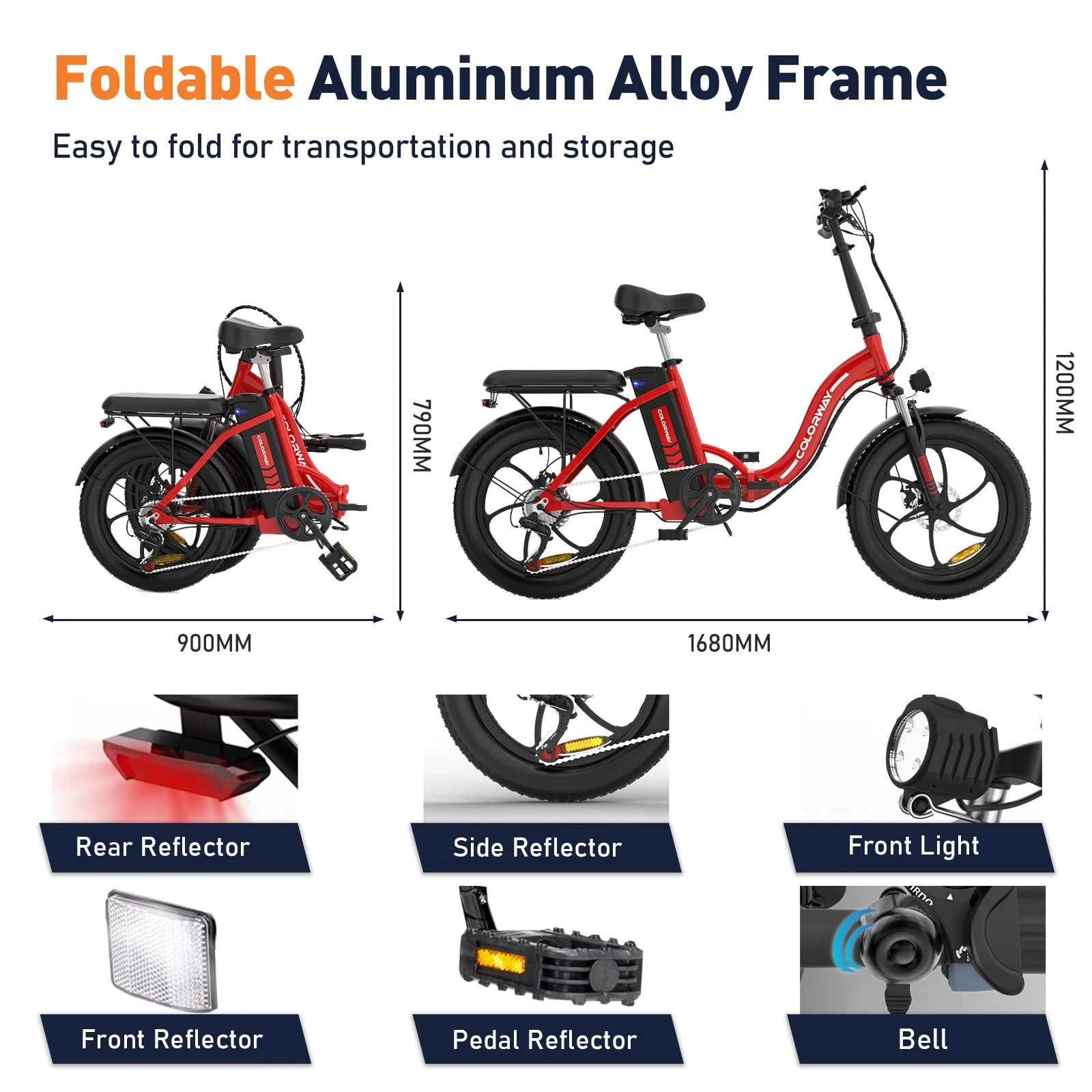 COLORWAY BK6M 20in Fat Tire Electric Bike, 500W, 36V 11.2Ah