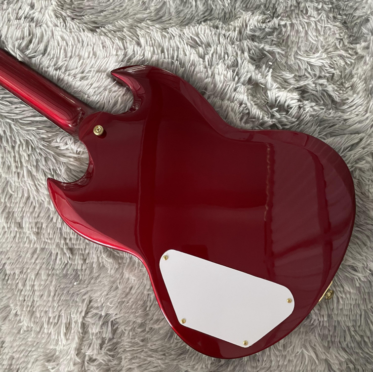 Electric Guitar Red HHH Pickups Tremolo Bridge Top Mahogany Body