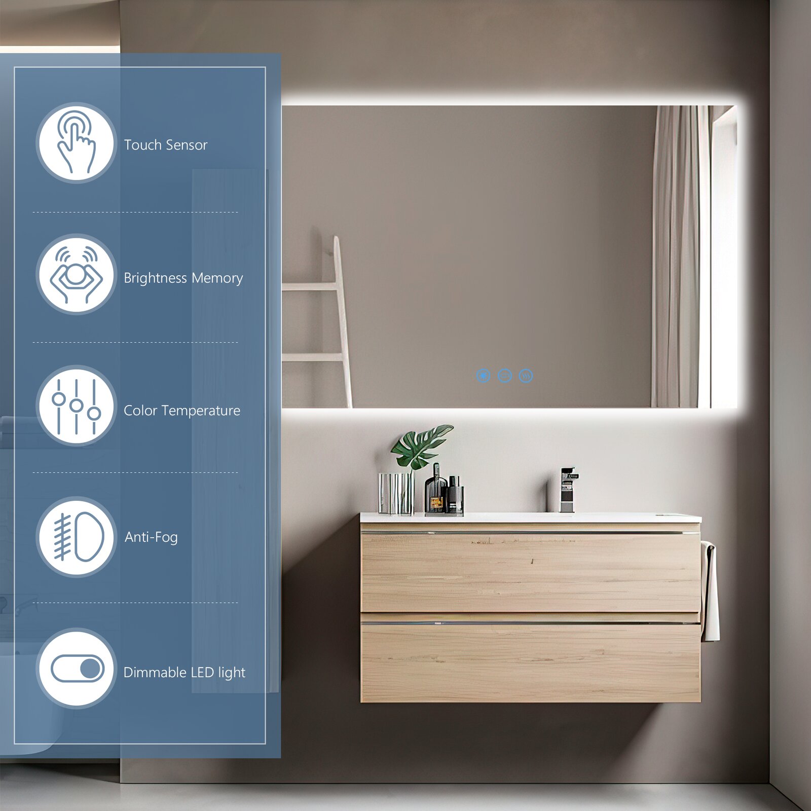 Bronson Rectangle LED Wall Mirror