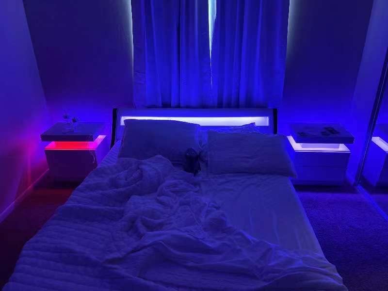 Nightstand Set of 2 LED Nightstand with 2 Drawers